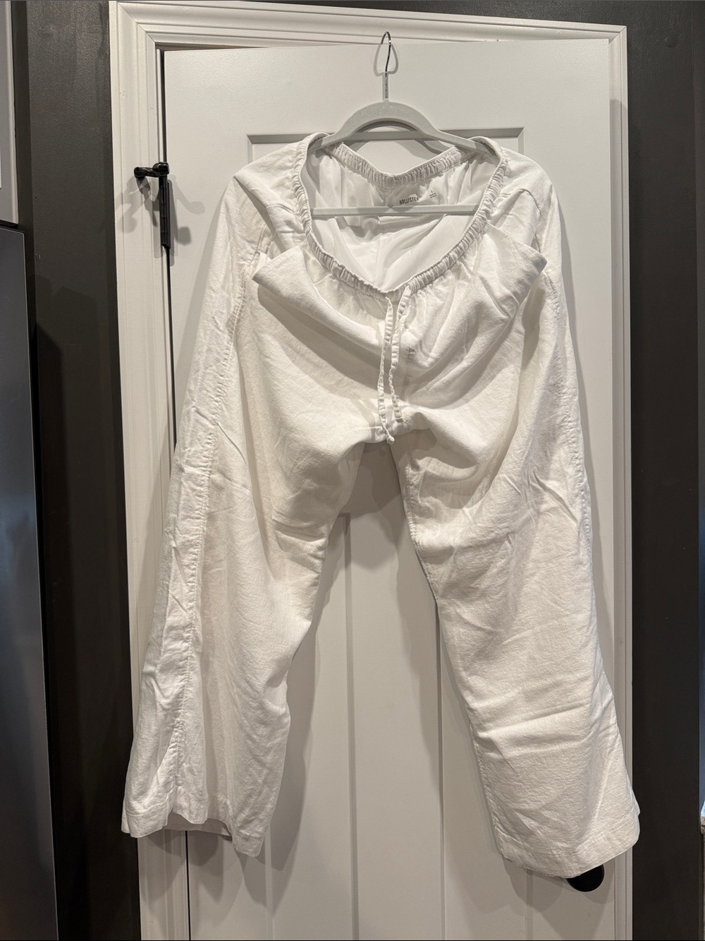 Hollister Elastic-Waist Wide-Leg Linen Pants